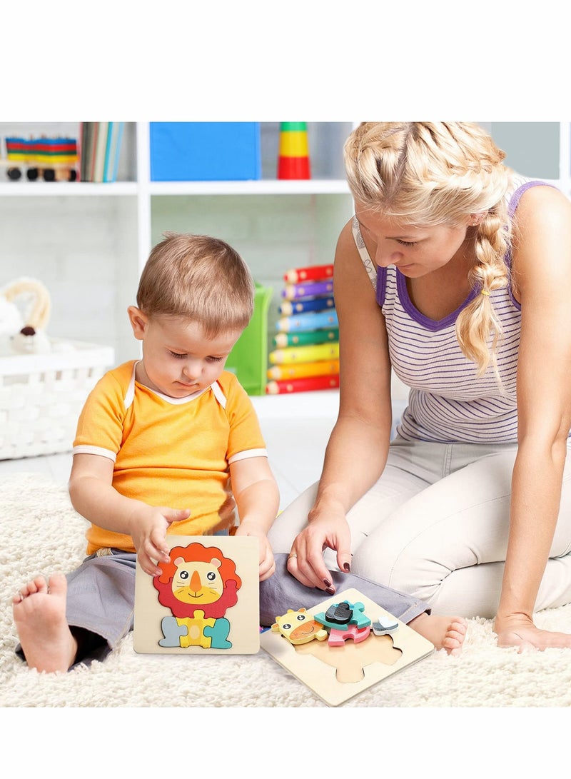 ألغاز خشبية للأطفال من 1-3 سنوات ألغاز خشبية للصبيان ألعاب مونتيسوري وألعاب تعليمية للأطفال مجموعة ألغاز خشبية للأطفال (6 قطع حيوانات) - Image 5